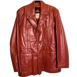 Vintage Berman’s The Leather Experts 1970s Brown Leather Jacket - Size 46